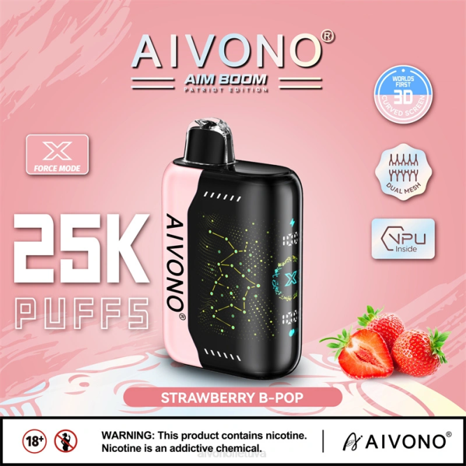 Aivono AIM BOOM 25 000 braškių b-pop - L68X352 Aivono Puffs