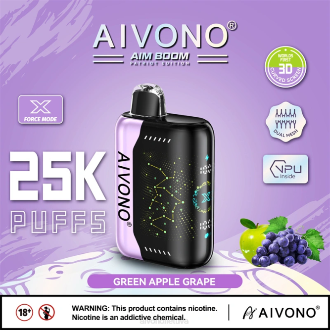 Aivono AIM BOOM 25 000 žalių obuolių vynuogių - L68X346 Aivono Puffs