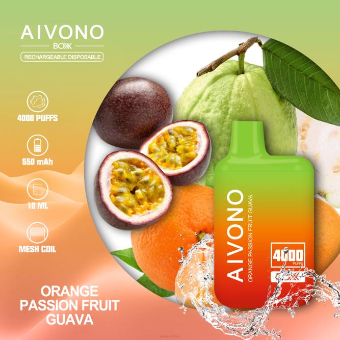 Aivono AIM BOXX 4000 apelsinų pasiflorų gvajava - L68X212 Aivono Vape Review