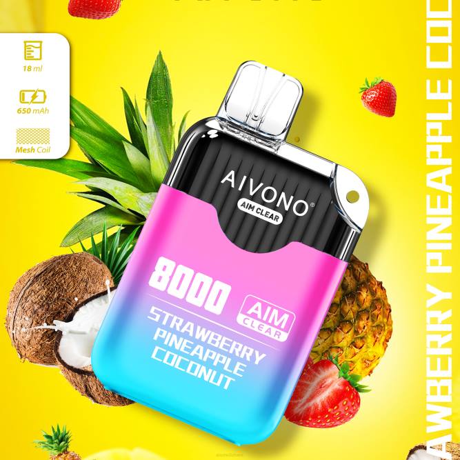 Aivono AIM CLEAR 8000 braškinis ananasinis kokosas - L68X207 Aivono Lietuva