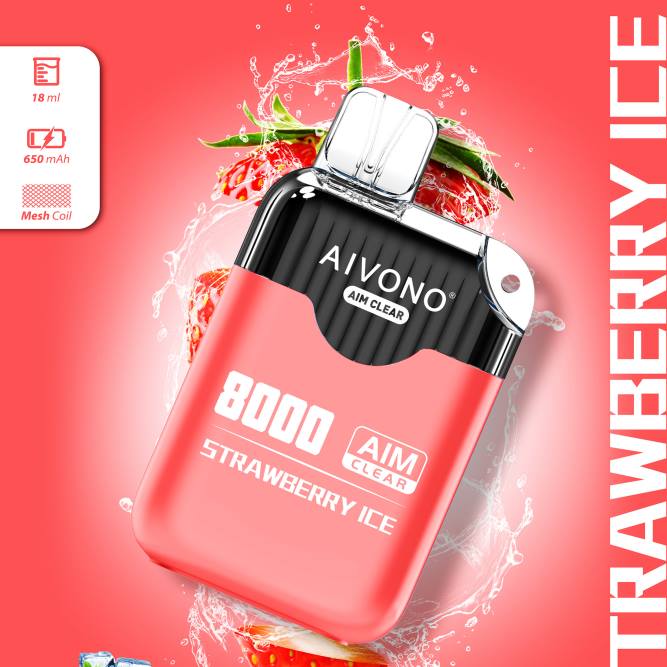 Aivono AIM CLEAR 8000 braškių ledų - L68X205 Aivono Puffs
