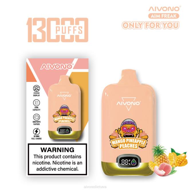 Aivono AIM FREAK 13 000 mango ananasų persikai - L68X250 Aivono Puffs