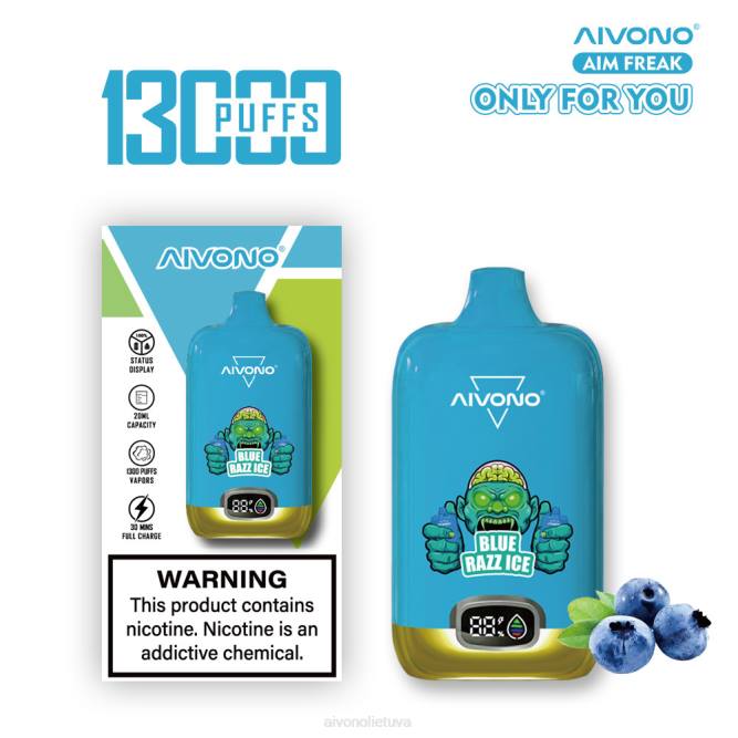 Aivono AIM FREAK 13 000 mėlynas razz ledas - L68X242 Aivono Vape Review
