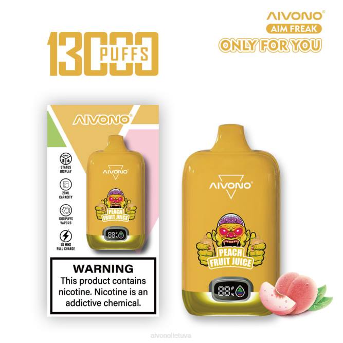 Aivono AIM FREAK 13 000 persikų vaisių sultys - L68X245 Aivono Vape Review