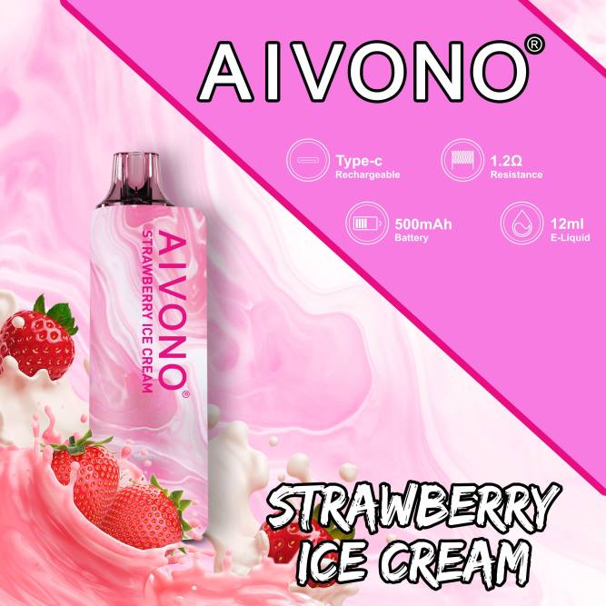 Aivono AIM GUN 7000 braškių ledų - L68X105 Aivono Lietuva