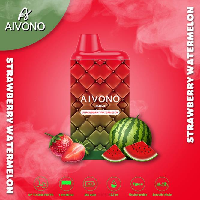 Aivono AIM MAGIC 5800 burnos dėžutės cigaretė braškinis arbūzas - L68X99 Aivono Lietuva