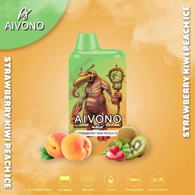 Aivono AIM MAGIC 5800 burnos dėžutės cigaretė braškių kivių persikų ledukai - L68X96 Aivono Lietuva