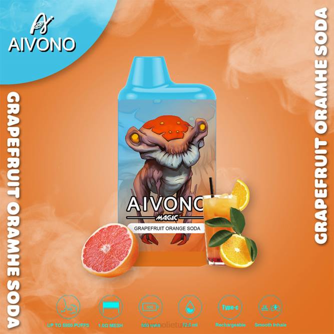 Aivono AIM MAGIC 5800 burnos dėžutės cigaretė greipfrutų apelsinų soda - L68X101 Aivono Vape Review