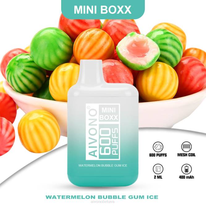 Aivono AIM MINI BOXX 600 arbūzų burbulinės gumos ledas - L68X235 Aivono Puffs