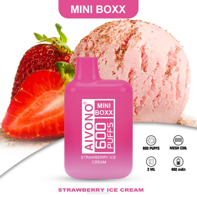 Aivono AIM MINI BOXX 600 braškių ledų - L68X232 Aivono Puffs