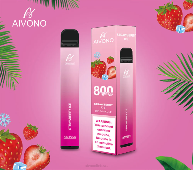Aivono AIM PLUS 800 braškių ledų - L68X193 Aivono Puffs