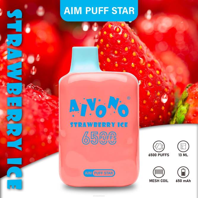 Aivono AIM PUFF STAR 6500 braškių ledų - L68X288 Aivono Lietuva