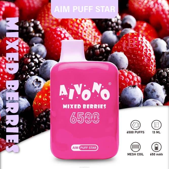 Aivono AIM PUFF STAR 6500 mišrios uogos - L68X290 Aivono Vape Review