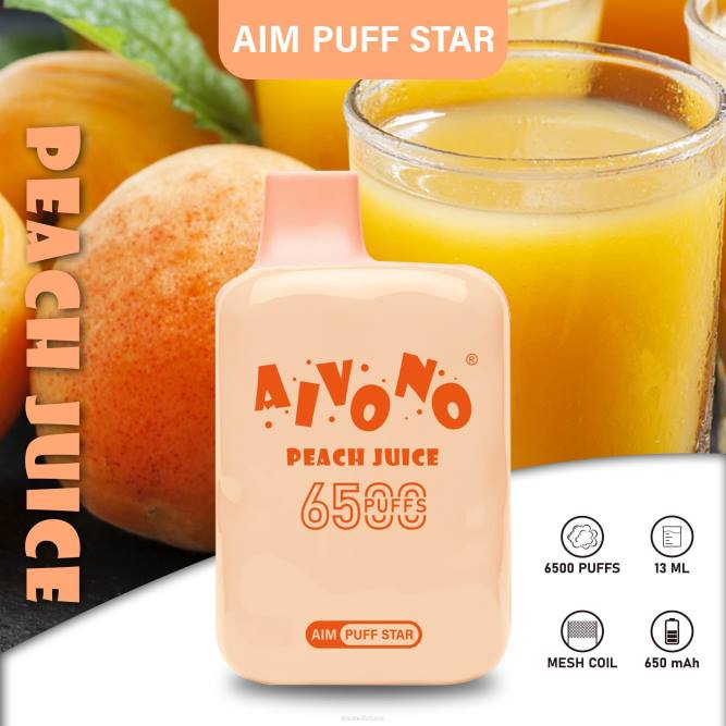 Aivono AIM PUFF STAR 6500 persikų sultys - L68X289 Aivono Puffs