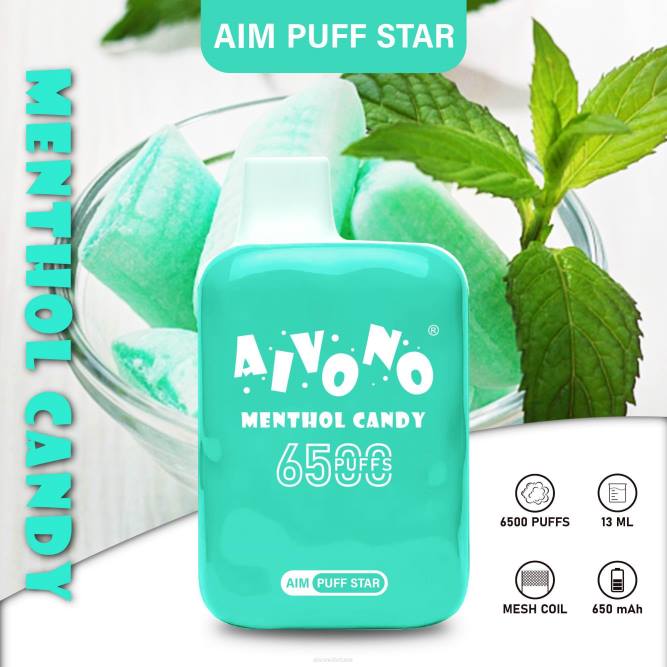 Aivono AIM PUFF STAR 6500 saldainiai su mentoliu - L68X295 Aivono Puffs