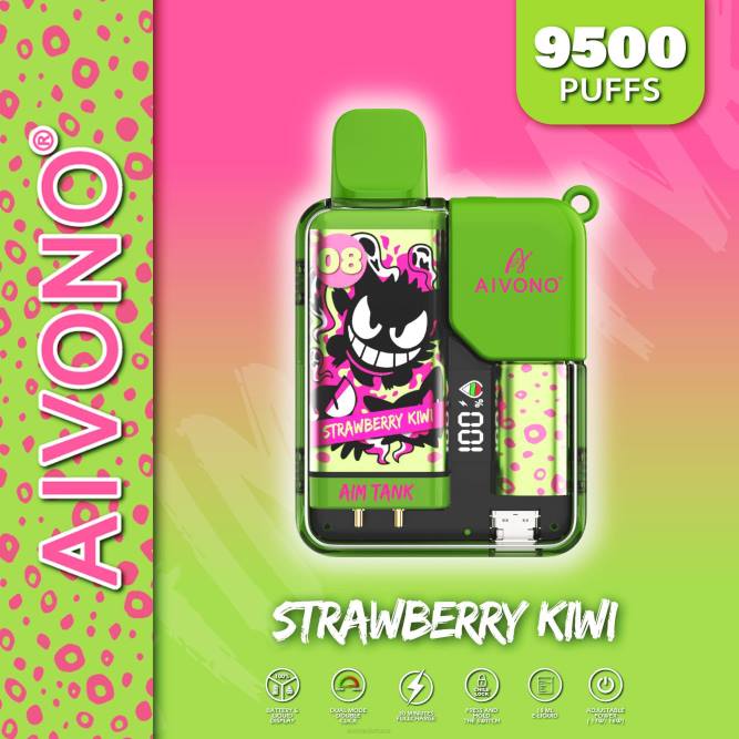 Aivono AIM TANK 9500 braškių kivi - L68X47 Aivono Vape Review