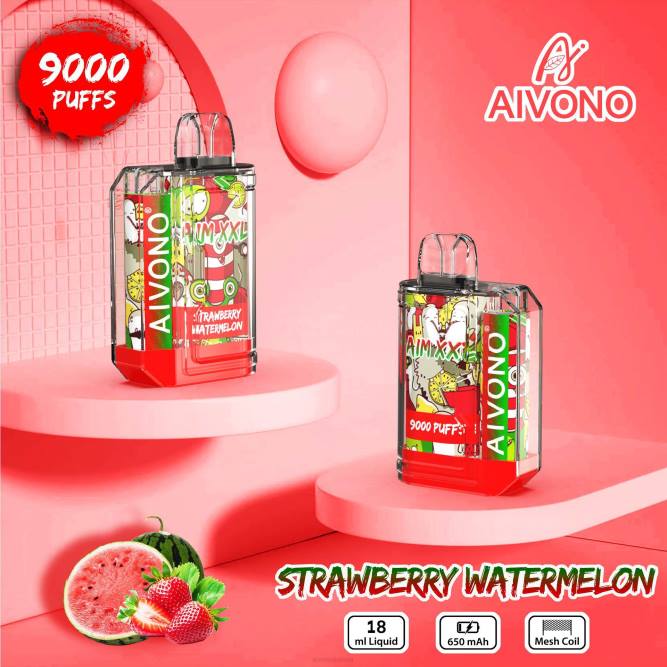 Aivono AIM XXL 9000 burnos lipdukas skaidrus braškinis arbūzas - L68X53 Aivono Vape Review