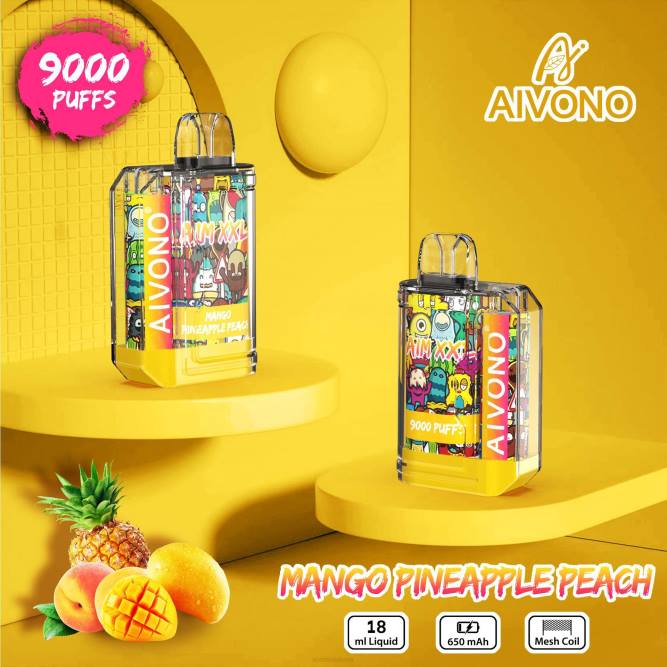 Aivono AIM XXL 9000 burnos lipdukas skaidrus mango ananasų persikas - L68X49 Aivono Puffs