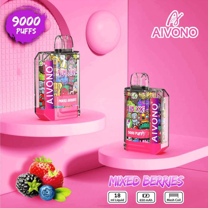 Aivono AIM XXL 9000 burnos lipdukas skaidrus mišrios uogos - L68X51 Aivono Lietuva