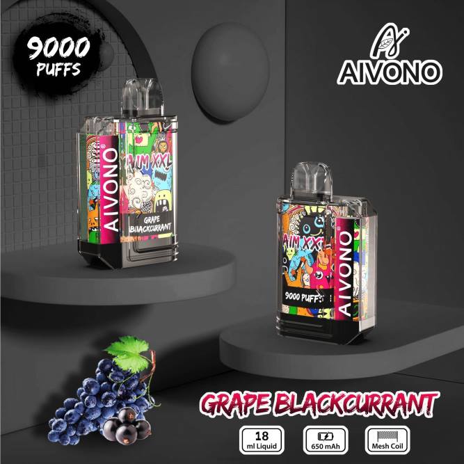 Aivono AIM XXL 9000 burnos lipdukas skaidrus vynuogių juodųjų serbentų - L68X56 Aivono Vape Review