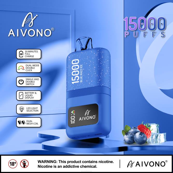Aivono AIM magic 15 000 mėlynas razz ledas - L68X64 Aivono Puffs