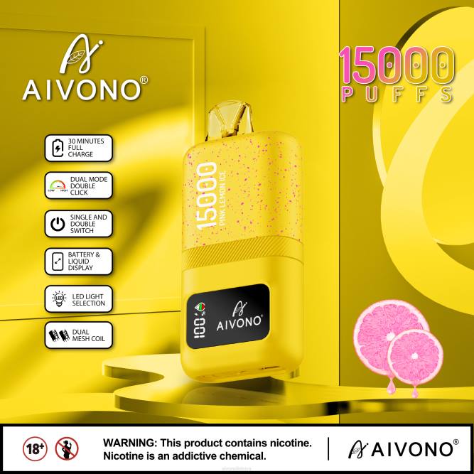 Aivono AIM magic 15 000 rožinis citrininis ledas - L68X61 Aivono Puffs