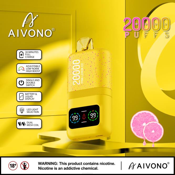 Aivono AIM magic 20 000 rožinis citrininis ledas - L68X83 Aivono Vape Review