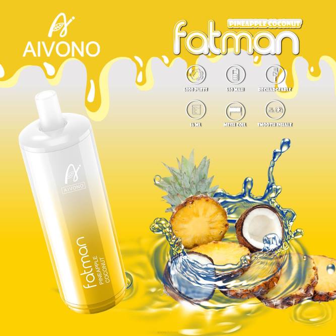 Aivono FATMAN 6800 ananasų kokoso - L68X29 Aivono Vape Review