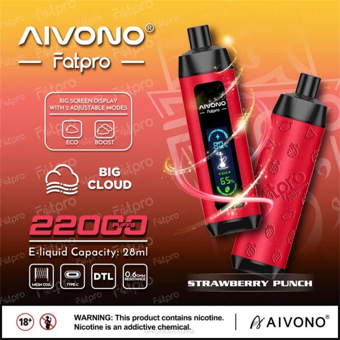 Aivono Fatpro 22000 braškių punšas - L68X8 Aivono Vape Review
