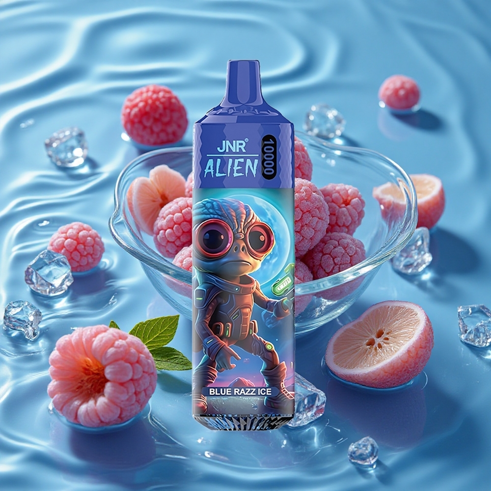 JNR Alien 10000 Puffs 20ml Skystis Vienkartinis Vape Mėlynasis avietės ledas