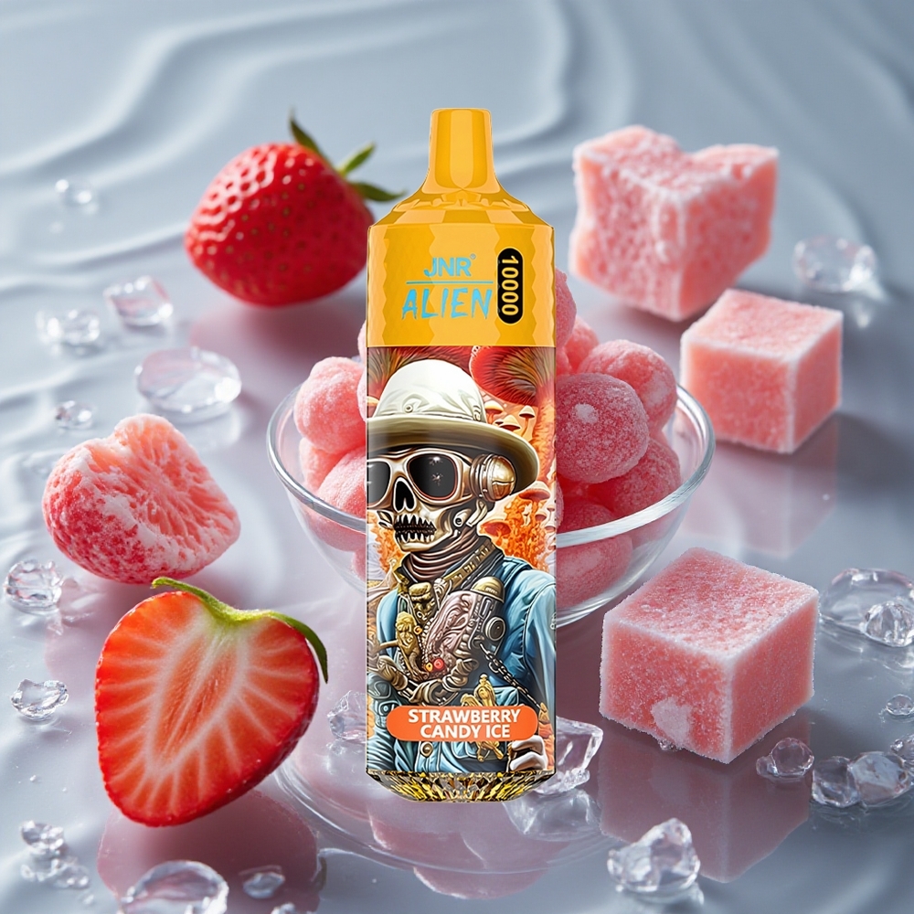 JNR Alien 10000 Puffs 850mAh Akumuliatorius Vienkartinis Vape Braškės Saldainiai Ledas