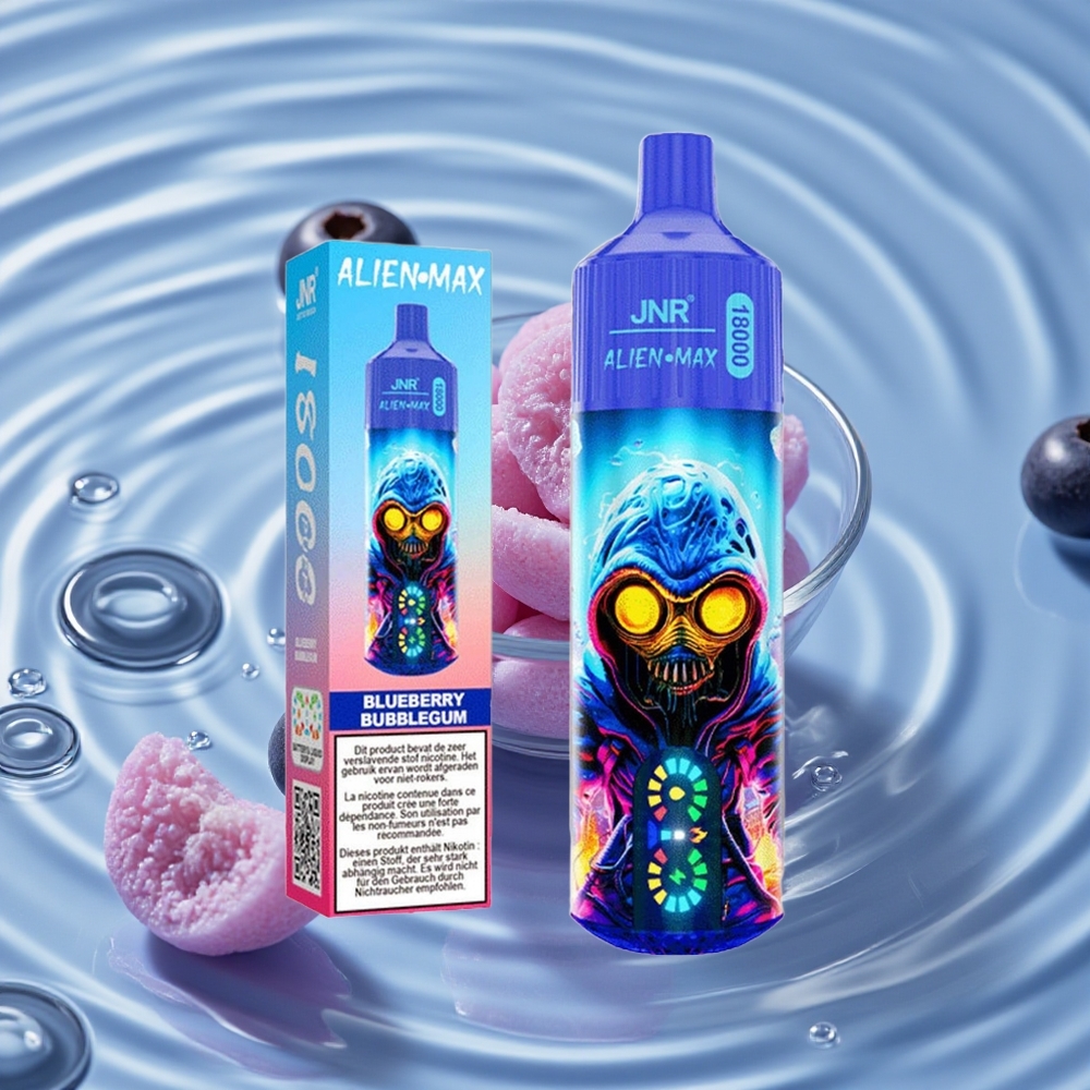JNR Alien Max 18000 Puffs Dviguba Dėžutė  Dvigubas Šerdis Mėlynųjų Gervuogių Burbuliai