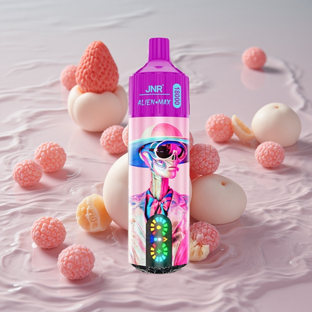 JNR Alien Max 18000 Puffs Dvigubas Tinklelis  Dvigubas Branduolys Baltasis Persikas Razz