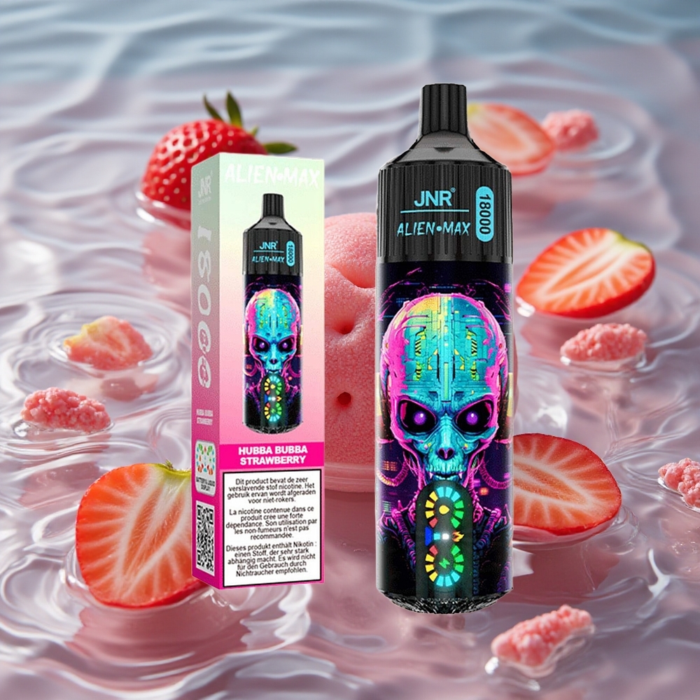 JNR Alien Max 18000 Puffs Dvigubas Tinklelis  Dvigubas Šerdis Hubba Bubba Braškė