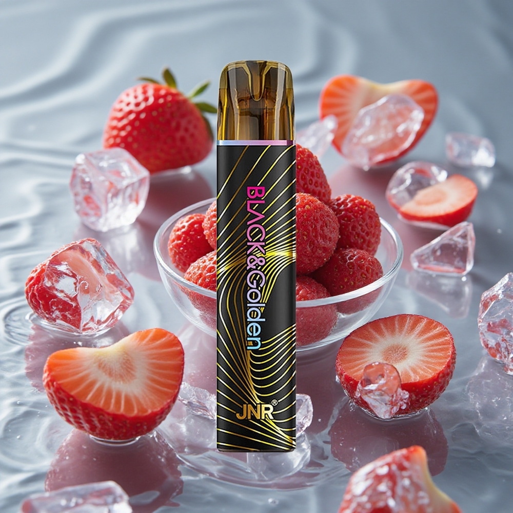 JNR BlackGolden 800 Puffs Vienkartinis Vape Braškės Ledas