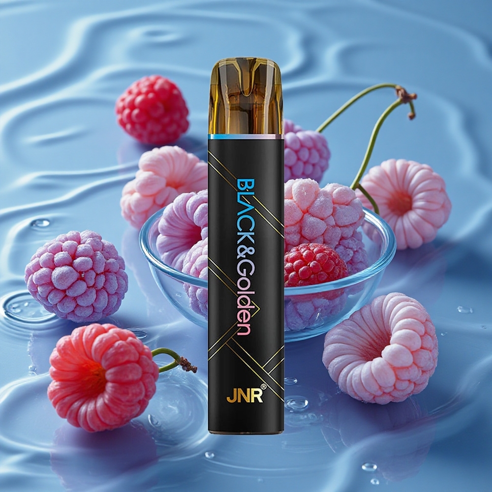 JNR BlackGolden 800 Puffs Vienkartinis Vape Mėlyna Avietė Vyšnia