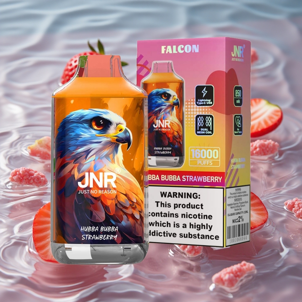 JNR Falcon 16000 Puffs Vienkartinis Vape Braškės Hubba Bubba