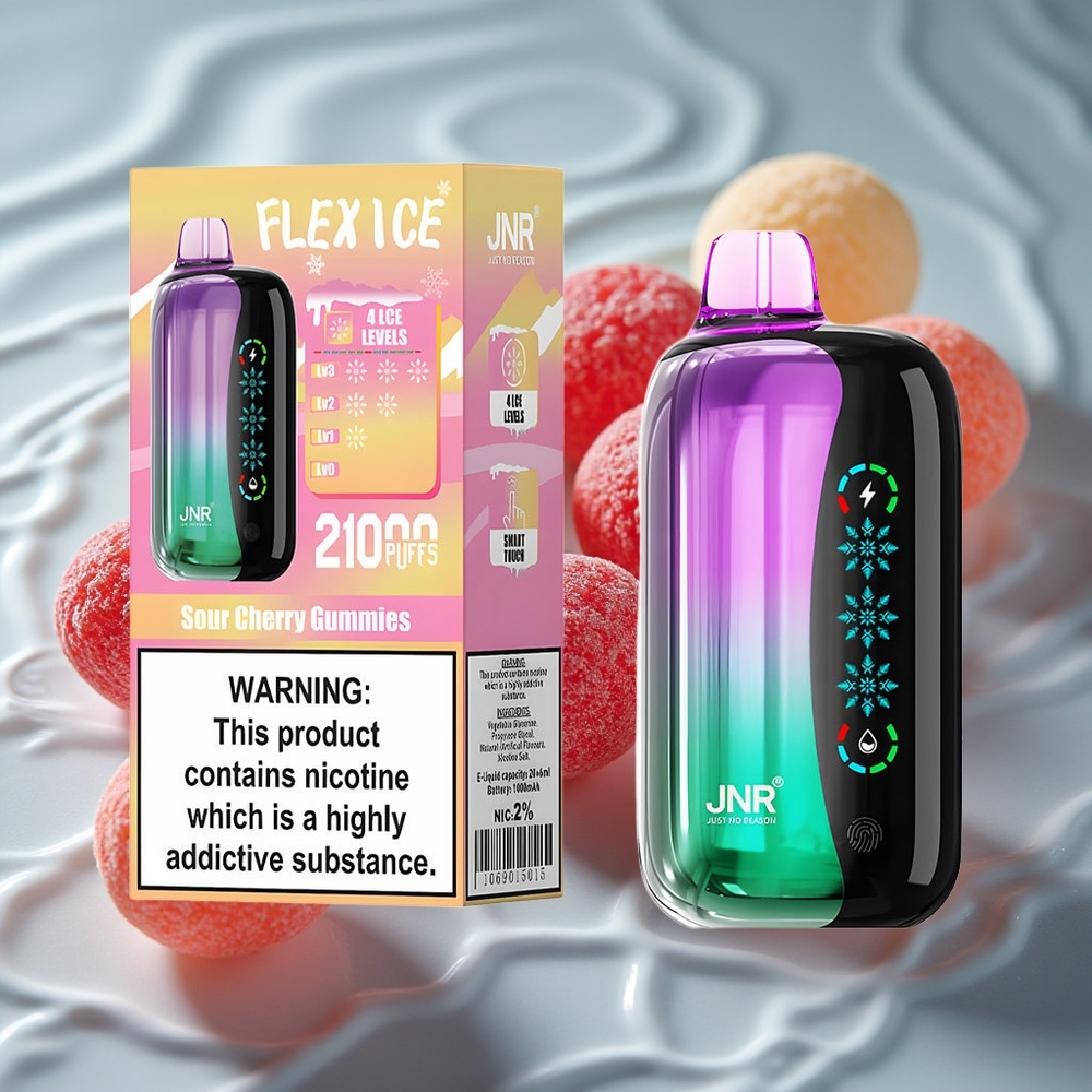 JNR Flex Ice 21000 Puffs Vienkartinis Vape Rūgščiosios Vyšnios Guminukai