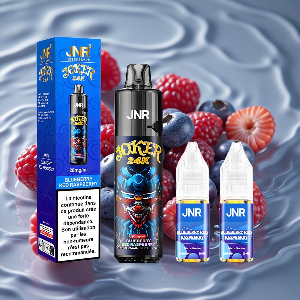 JNR Joker 24K Puffs 10ml Perpildomas Podas Vienkartinis Vape Mėlyna Raudonoji Avietė