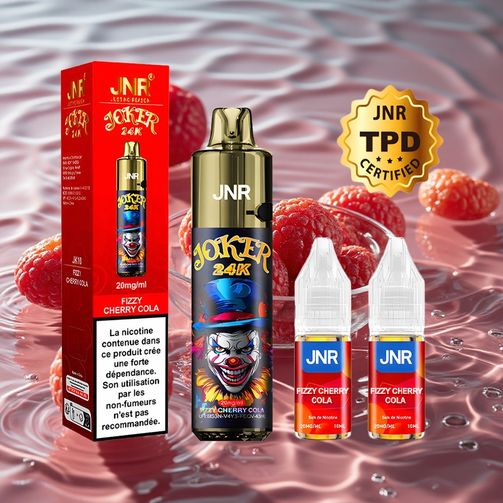 JNR Joker 24K Puffs 10ml Perpildomas Podas Vienkartinis Vape Švelnaus Vyšnios Kolos