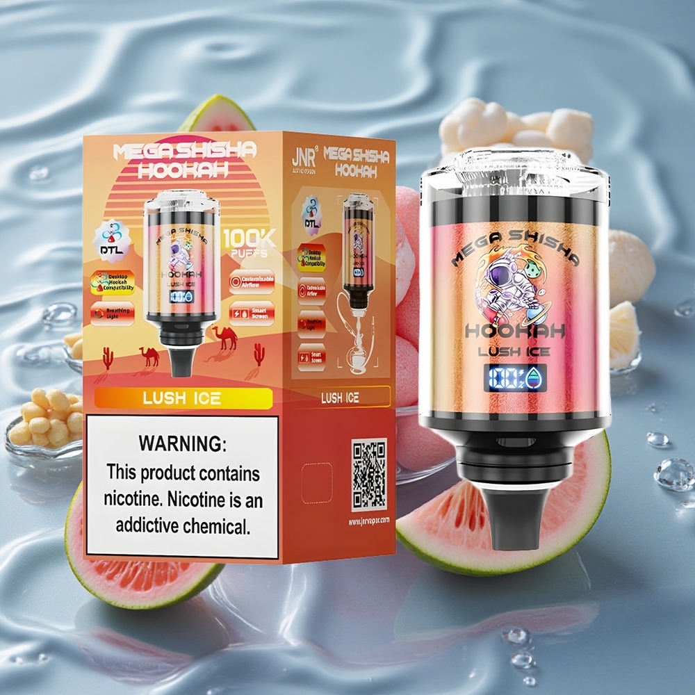 JNR Mega Shisha Hookah 100K Darbalaukinis Suderinamumas 60ml Švelnus Ledas