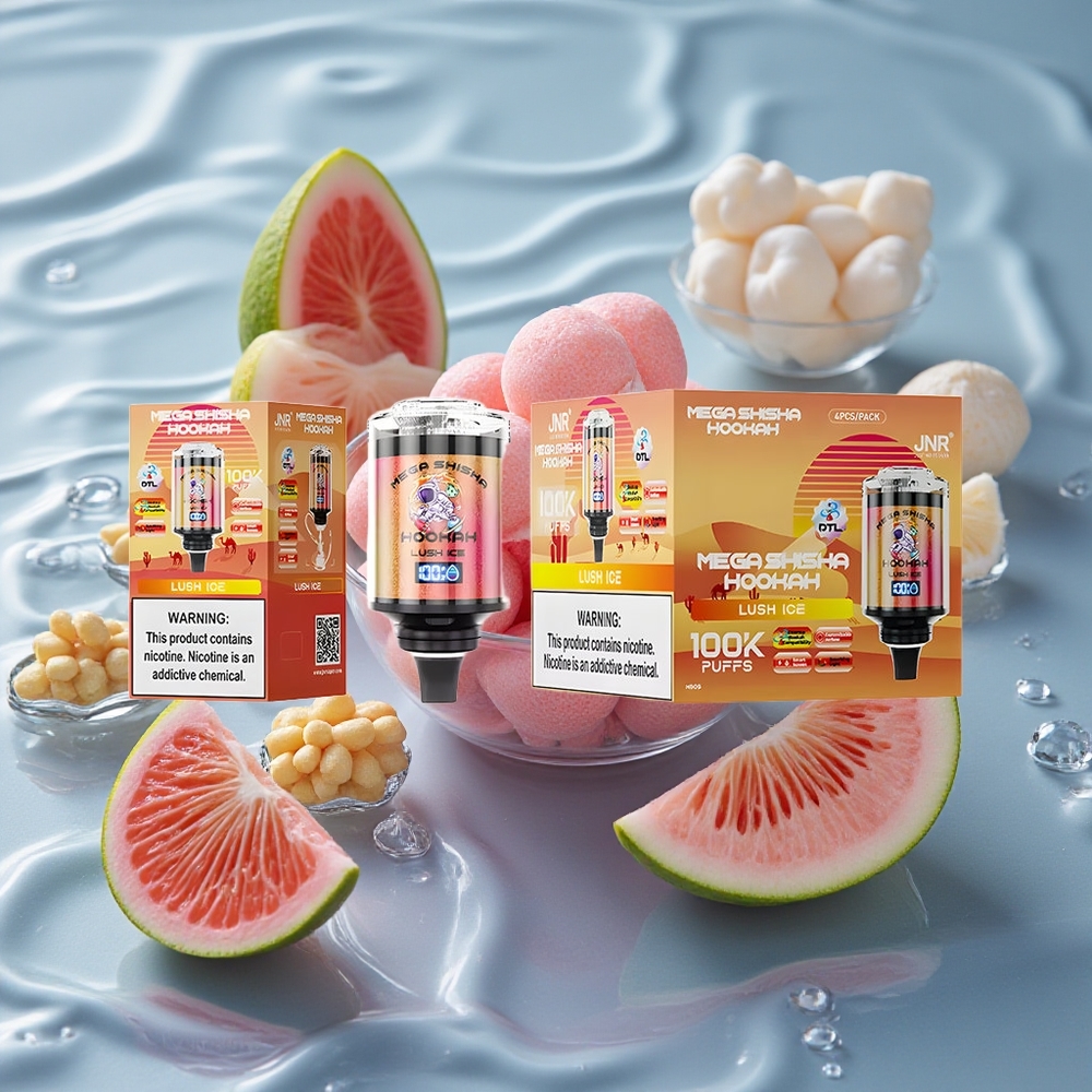 JNR Mega Shisha Hookah 100K Darbalaukinis Suderinamumas 60ml Švelnus Ledas