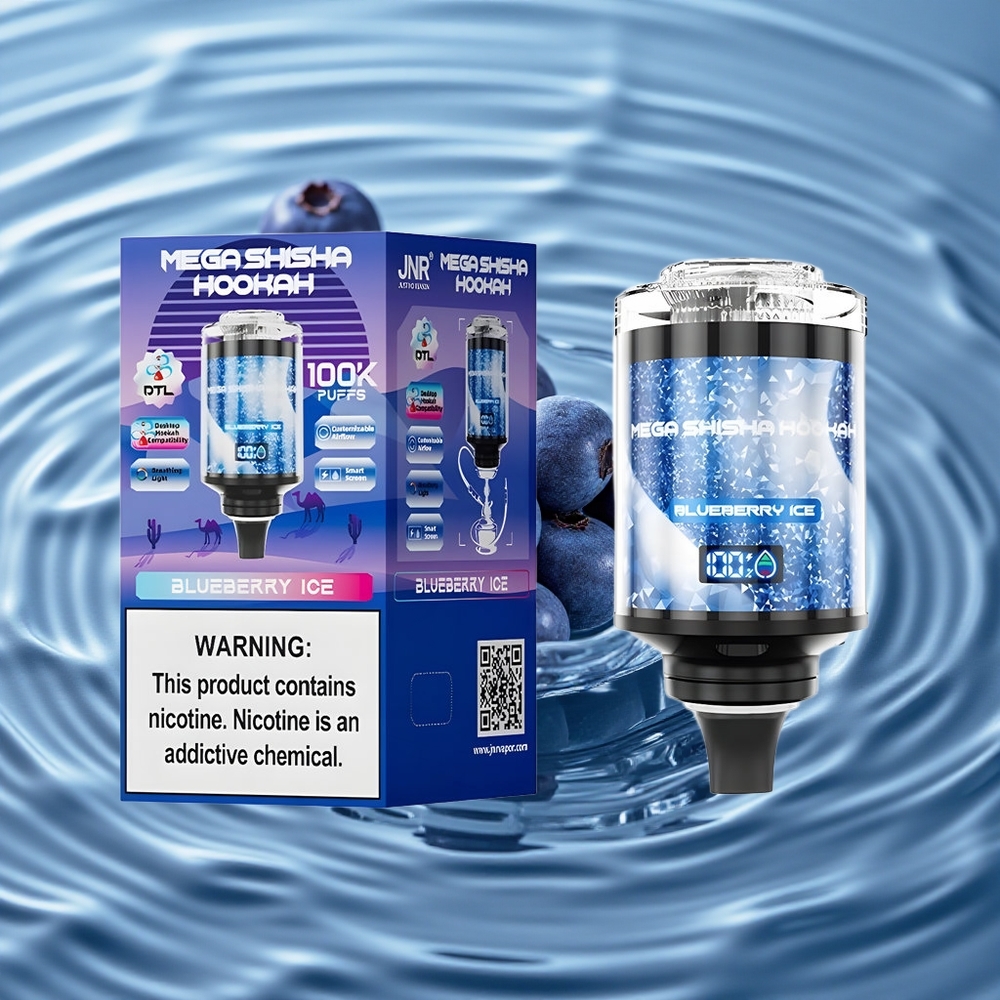 JNR Mega Shisha Hookah 100K Stalinis Suderinamumas Mėlynų Uogų Ledas