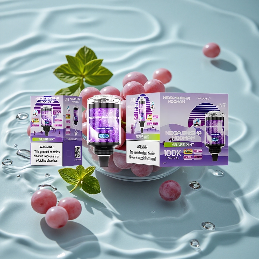 JNR Mega Shisha Hookah 100K Stalinis Suderinamumas Vynuogių Mėta