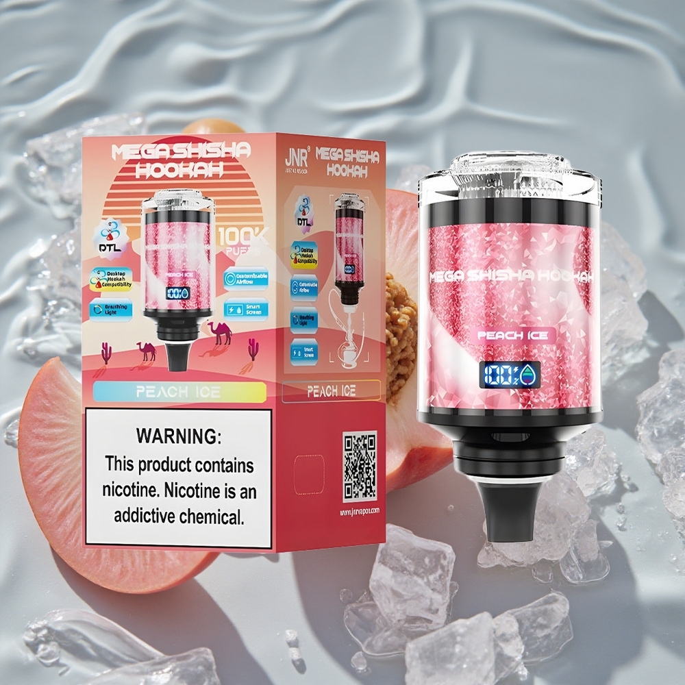 JNR Mega Shisha Hookah 100K Stalo Suderinamumas Persikų Ledas