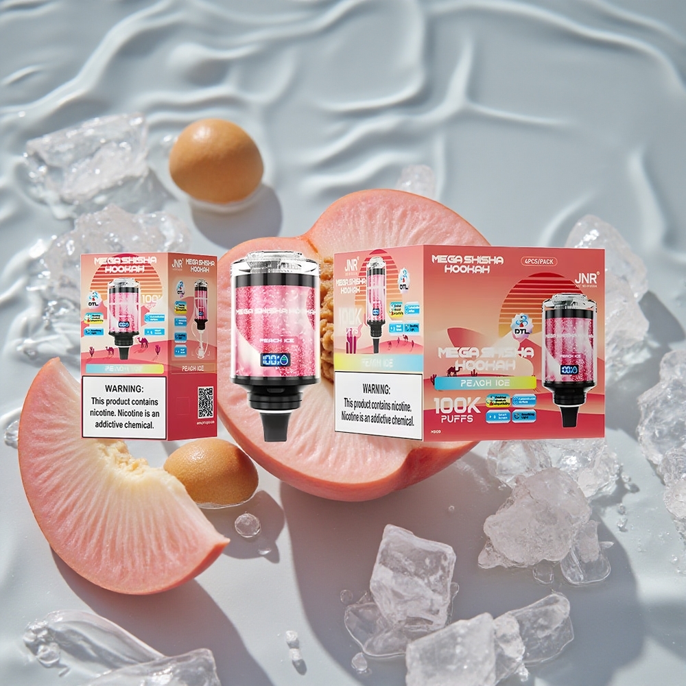 JNR Mega Shisha Hookah 100K Stalo Suderinamumas Persikų Ledas