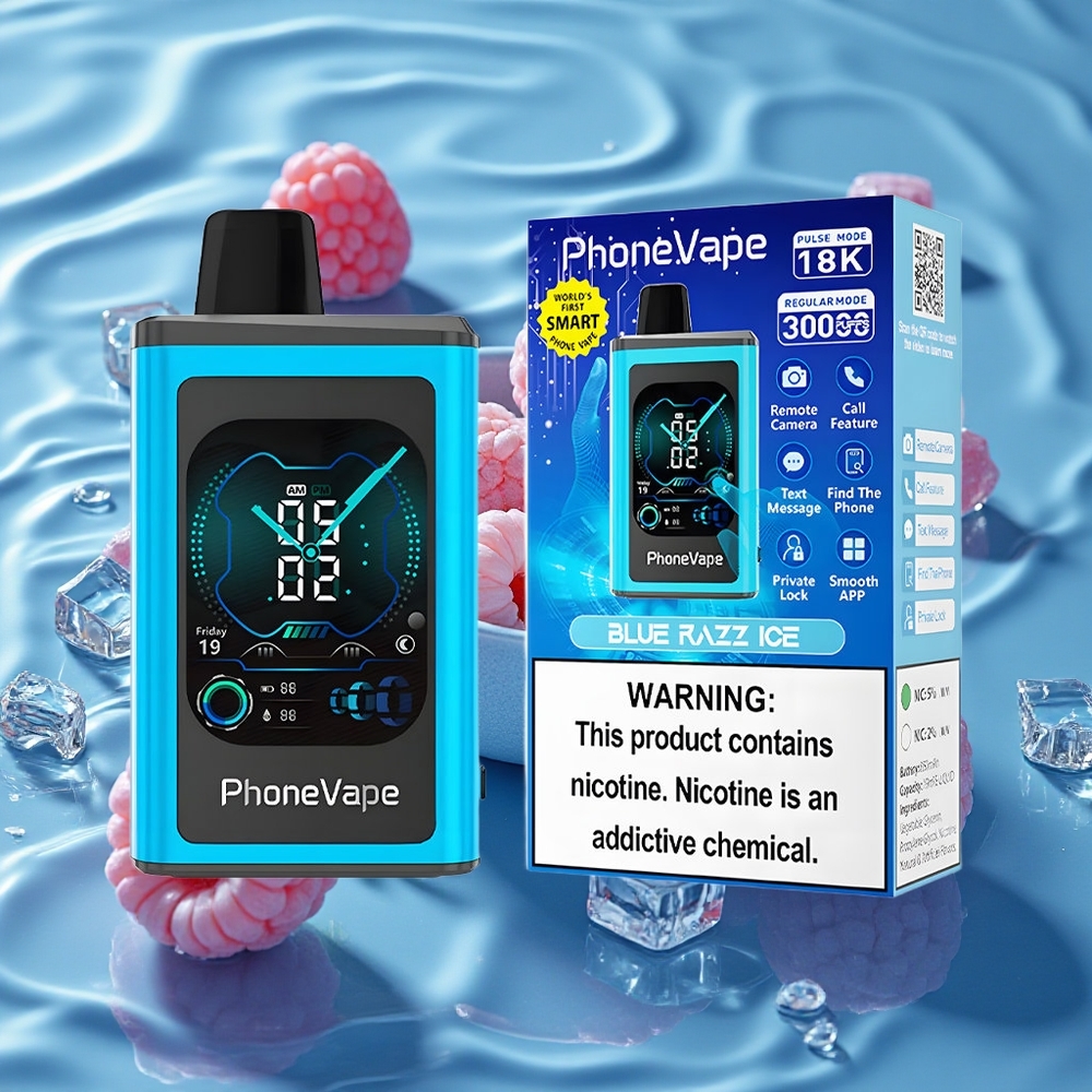 JNR PhoneVape 30000 Puffs Vienkartinis Vape Mėlynasis Avietinis Ledas