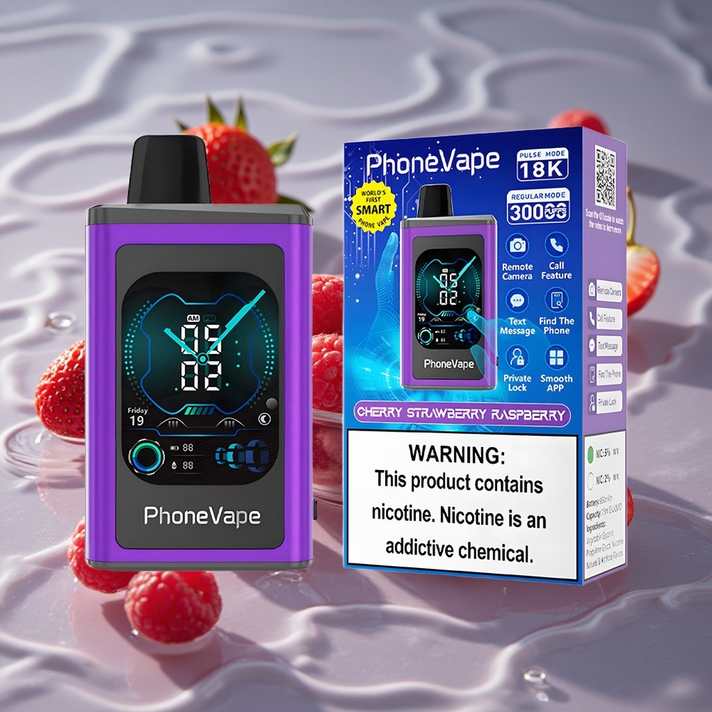 JNR PhoneVape 30000 Puffs Vienkartinis Vape Vyšnia Braškė Avietė