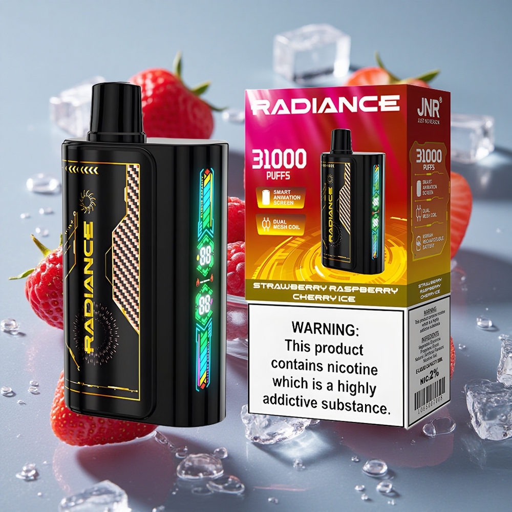 JNR Radiance 31000 Puffs Vienkartinis Vape Braškė Avietė Vyšnia Ledas