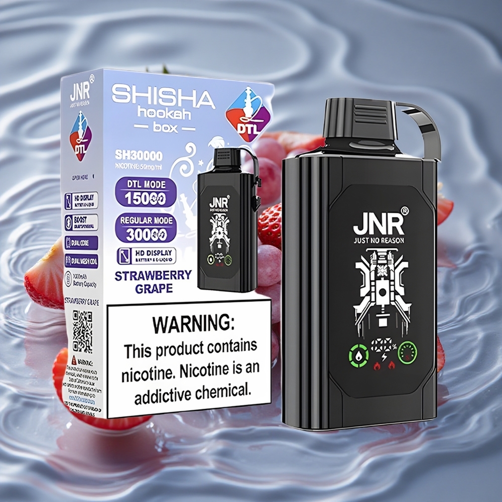 JNR Shisha Hookah Box 20500 Puffs Braškynės Vynuogių Vienkartinis Vape su 25ml Skysčio Talpa